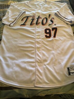 Tito's White Baseball Jersey with Orange & Black Accents - 97